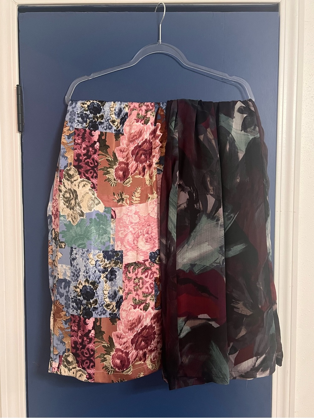 XXL/ 1X BUNDLE: Patchwork Floral & Abstract Print Mixed-Media Palazzo Pants